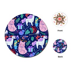 Colorful-funny-christmas-pattern Pig Animal Playing Cards Single Design (round)