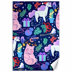 Colorful-funny-christmas-pattern Pig Animal Canvas 24  X 36  by Amaryn4rt