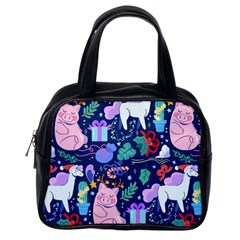 Colorful-funny-christmas-pattern Pig Animal Classic Handbag (one Side) by Amaryn4rt