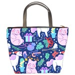 Colorful-funny-christmas-pattern Pig Animal Bucket Bag Back