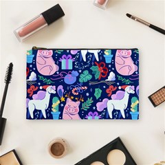 Colorful-funny-christmas-pattern Pig Animal Cosmetic Bag (medium) by Amaryn4rt