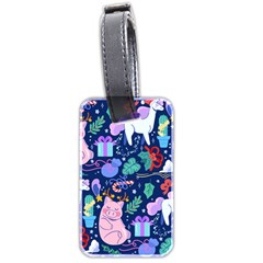 Colorful-funny-christmas-pattern Pig Animal Luggage Tag (two Sides) by Amaryn4rt