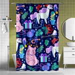 Colorful-funny-christmas-pattern Pig Animal Shower Curtain 48  x 72  (Small)  Curtain(48  X 72 )