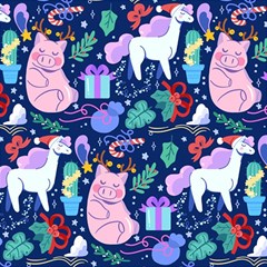 Colorful-funny-christmas-pattern Pig Animal Play Mat (rectangle) by Amaryn4rt