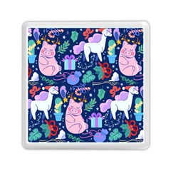 Colorful-funny-christmas-pattern Pig Animal Memory Card Reader (square) by Amaryn4rt