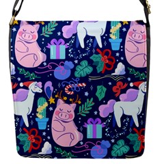 Colorful-funny-christmas-pattern Pig Animal Flap Closure Messenger Bag (s) by Amaryn4rt