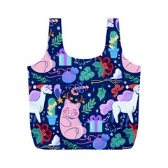 Colorful-funny-christmas-pattern Pig Animal Full Print Recycle Bag (m) by Amaryn4rt