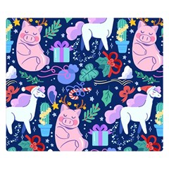 Colorful-funny-christmas-pattern Pig Animal Premium Plush Fleece Blanket (small) by Amaryn4rt