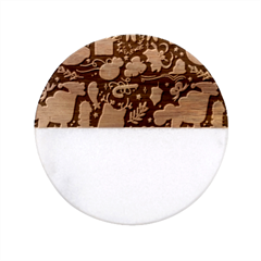 Colorful-funny-christmas-pattern Pig Animal Classic Marble Wood Coaster (round)  by Amaryn4rt