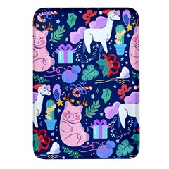 Colorful-funny-christmas-pattern Pig Animal Rectangular Glass Fridge Magnet (4 Pack) by Amaryn4rt