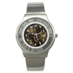 Christmas-pattern-with-vintage-flowers Stainless Steel Watch by Amaryn4rt