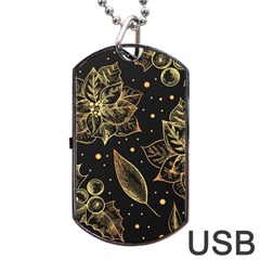 Christmas-pattern-with-vintage-flowers Dog Tag Usb Flash (one Side) by Amaryn4rt