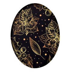 Christmas-pattern-with-vintage-flowers Oval Glass Fridge Magnet (4 Pack) by Amaryn4rt