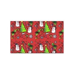 Santa Snowman Gift Holiday Christmas Cartoon Sticker (rectangular) by Amaryn4rt