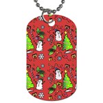 Santa Snowman Gift Holiday Christmas Cartoon Dog Tag (Two Sides) Front