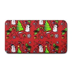 Santa Snowman Gift Holiday Christmas Cartoon Medium Bar Mat by Amaryn4rt