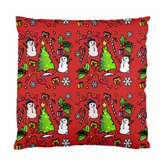 Santa Snowman Gift Holiday Christmas Cartoon Standard Cushion Case (two Sides) by Amaryn4rt