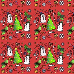 Santa Snowman Gift Holiday Christmas Cartoon Play Mat (rectangle) by Amaryn4rt