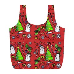 Santa Snowman Gift Holiday Christmas Cartoon Full Print Recycle Bag (l) by Amaryn4rt