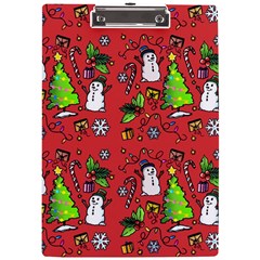 Santa Snowman Gift Holiday Christmas Cartoon A4 Acrylic Clipboard by Amaryn4rt