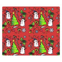 Santa Snowman Gift Holiday Christmas Cartoon Premium Plush Fleece Blanket (small) by Amaryn4rt