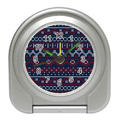 Christmas-concept-with-knitted-pattern Travel Alarm Clock by Amaryn4rt