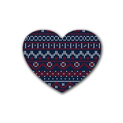 Christmas-concept-with-knitted-pattern Rubber Heart Coaster (4 Pack) by Amaryn4rt