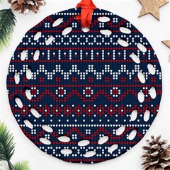 Christmas-concept-with-knitted-pattern Round Filigree Ornament (two Sides) by Amaryn4rt