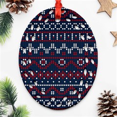 Christmas-concept-with-knitted-pattern Oval Filigree Ornament (two Sides)