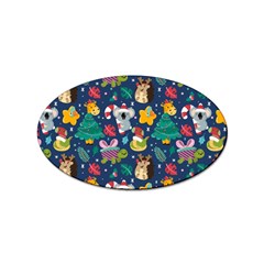 Colorful-funny-christmas-pattern  --- Sticker Oval (100 Pack) by Amaryn4rt