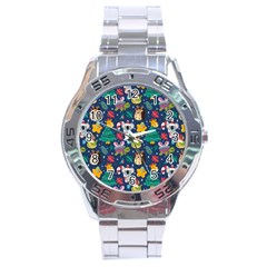 Colorful-funny-christmas-pattern  --- Stainless Steel Analogue Watch by Amaryn4rt