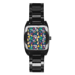 Colorful-funny-christmas-pattern  --- Stainless Steel Barrel Watch by Amaryn4rt