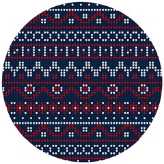 Christmas-concept-with-knitted-pattern Wooden Puzzle Round