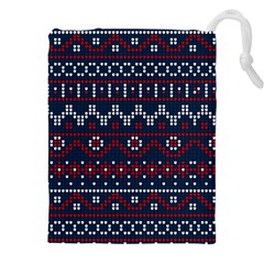 Christmas-concept-with-knitted-pattern Drawstring Pouch (5xl) by Amaryn4rt