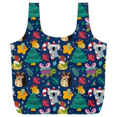 Colorful-funny-christmas-pattern  --- Full Print Recycle Bag (xxxl) by Amaryn4rt