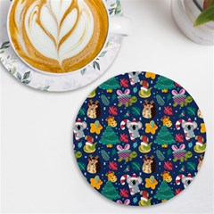 Colorful-funny-christmas-pattern  --- Uv Print Round Tile Coaster by Amaryn4rt