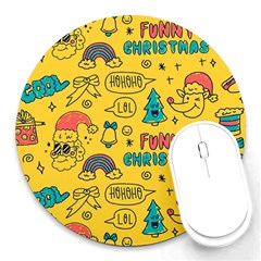 Colorful-funny-christmas-pattern Cool Ho Ho Ho Lol Round Mousepad by Amaryn4rt