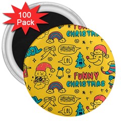 Colorful-funny-christmas-pattern Cool Ho Ho Ho Lol 3  Magnets (100 Pack) by Amaryn4rt