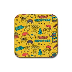 Colorful-funny-christmas-pattern Cool Ho Ho Ho Lol Rubber Coaster (square) by Amaryn4rt