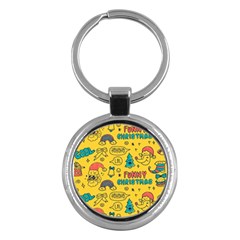 Colorful-funny-christmas-pattern Cool Ho Ho Ho Lol Key Chain (round) by Amaryn4rt