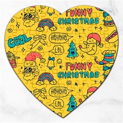 Colorful-funny-christmas-pattern Cool Ho Ho Ho Lol Jigsaw Puzzle (heart) by Amaryn4rt