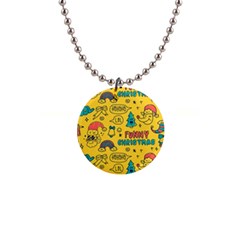 Colorful-funny-christmas-pattern Cool Ho Ho Ho Lol 1  Button Necklace by Amaryn4rt