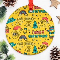 Colorful-funny-christmas-pattern Cool Ho Ho Ho Lol Round Ornament (two Sides) by Amaryn4rt