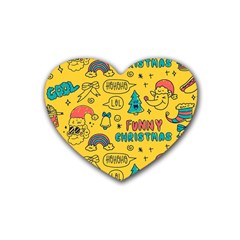 Colorful-funny-christmas-pattern Cool Ho Ho Ho Lol Rubber Coaster (heart) by Amaryn4rt