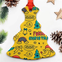 Colorful-funny-christmas-pattern Cool Ho Ho Ho Lol Christmas Tree Ornament (two Sides) by Amaryn4rt