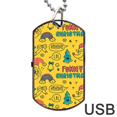 Colorful-funny-christmas-pattern Cool Ho Ho Ho Lol Dog Tag Usb Flash (one Side) by Amaryn4rt