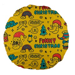 Colorful-funny-christmas-pattern Cool Ho Ho Ho Lol Large 18  Premium Round Cushions by Amaryn4rt