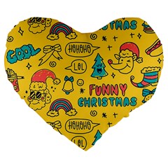 Colorful-funny-christmas-pattern Cool Ho Ho Ho Lol Large 19  Premium Heart Shape Cushions by Amaryn4rt