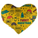 Colorful-funny-christmas-pattern Cool Ho Ho Ho Lol Large 19  Premium Heart Shape Cushions Back