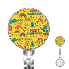 Colorful-funny-christmas-pattern Cool Ho Ho Ho Lol Stainless Steel Nurses Watch by Amaryn4rt